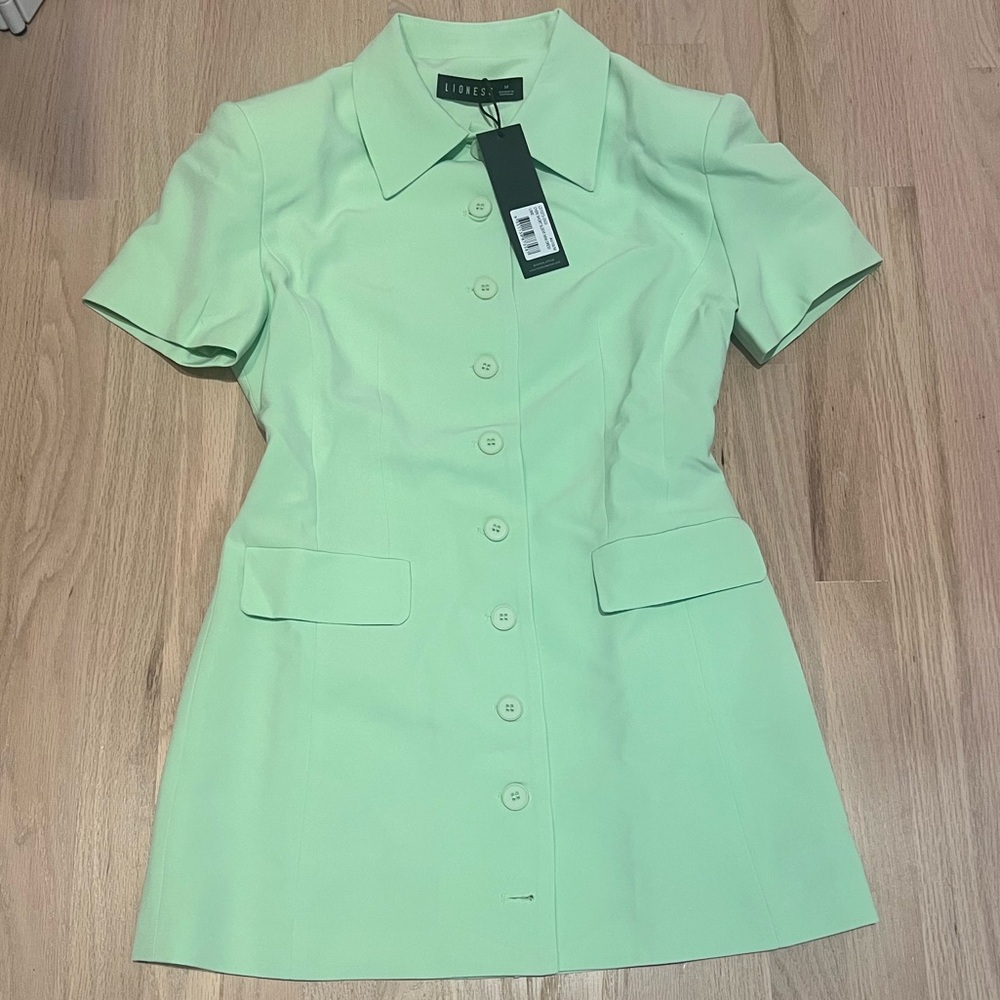 Lioness Mint or “lime” Green Button-Up Mini Dress
